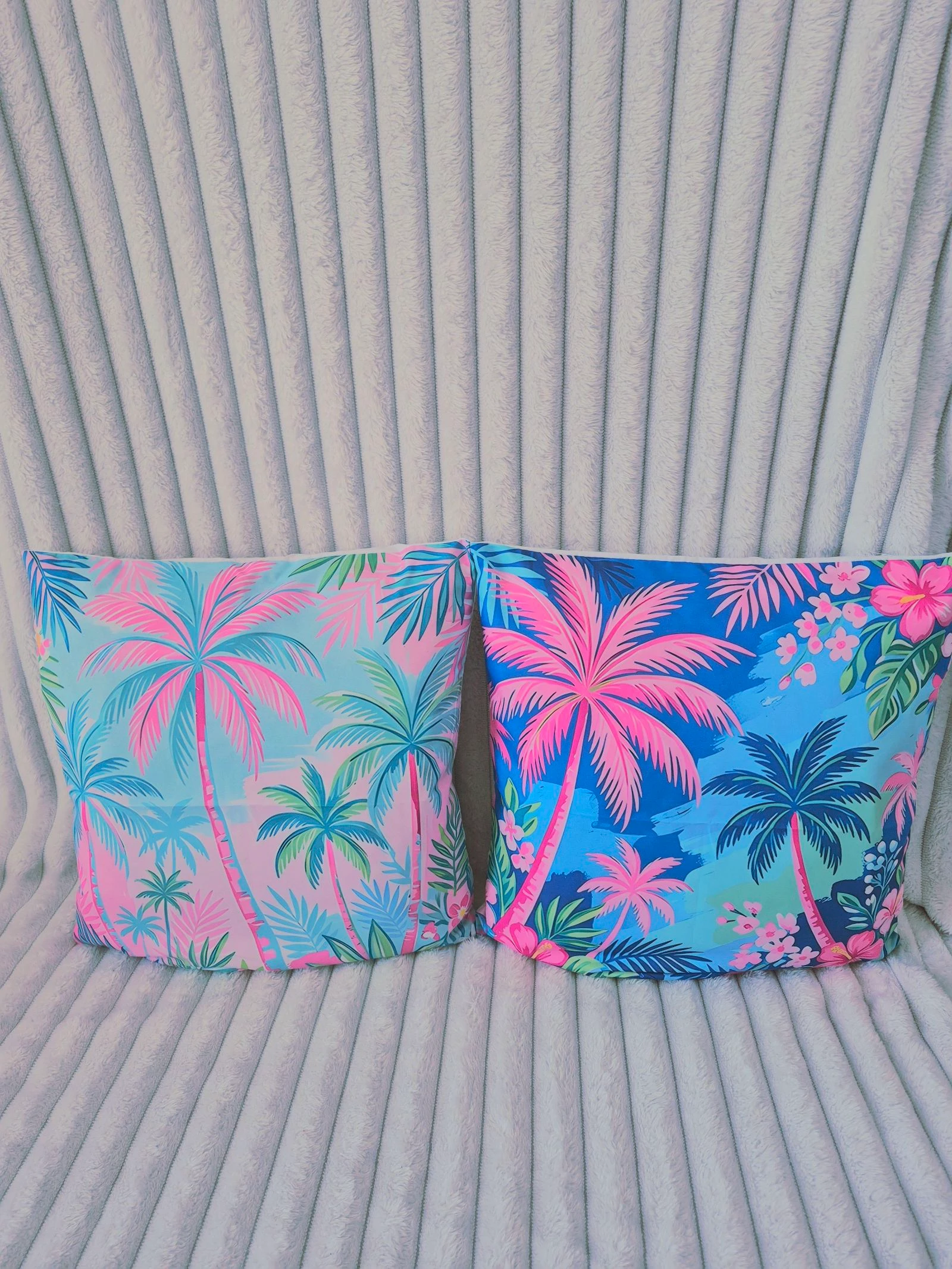 Lot de 2 housses de coussin 40x40cm décoration intérieur extérieur jardin meuble 